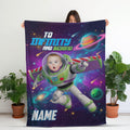 Personalized Buzz Lightyear Blanket for Kids, Custom Toddler Blanket, Cute Space Galaxy Baby Blanket, Boy Birthday Gift, Custom Face Blanket