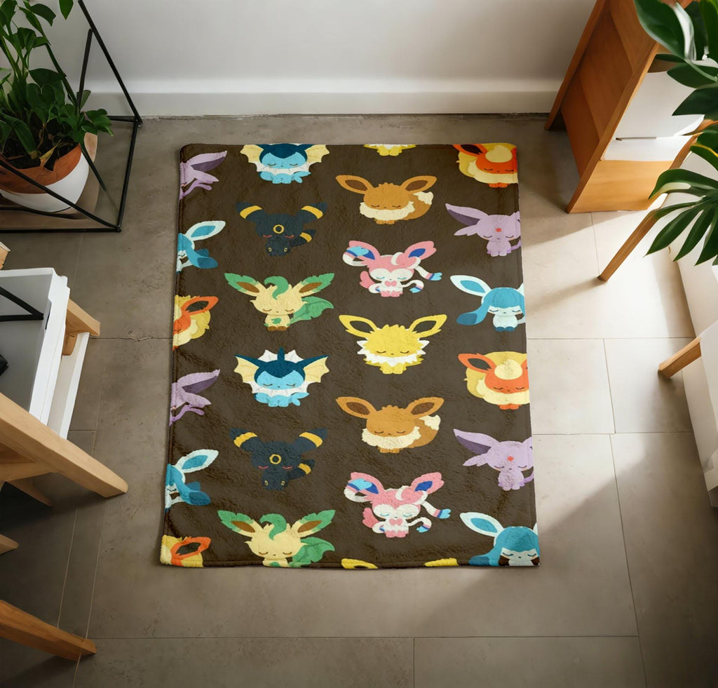 Collage Eevee Family Blanket Soft Throw, Full Eeveelutions Art Throw, Pokemon Collector Keepsake Gift