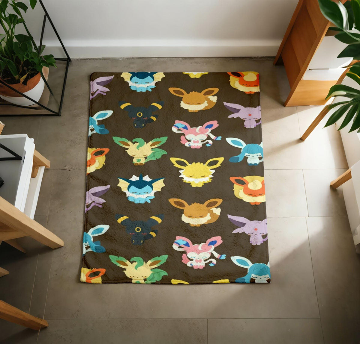 Collage Eevee Family Blanket Soft Throw, Full Eeveelutions Art Throw, Pokemon Collector Keepsake Gift