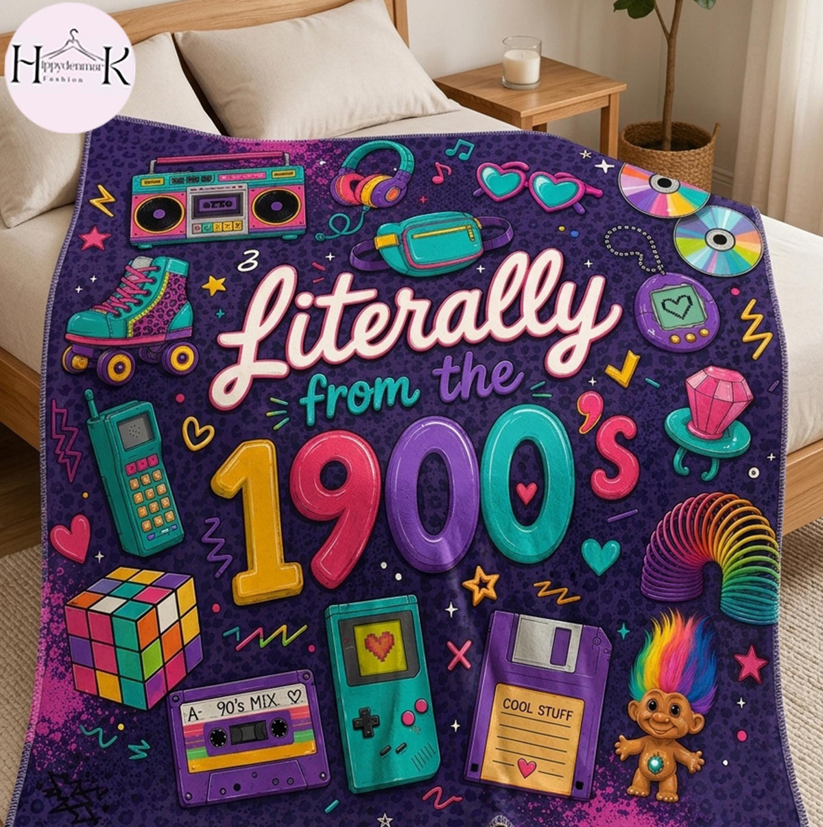 Literally From The 1900's Blanket, Funny 90s Nostalgia Throw Blanket, Retro Y2K Fleece Blanket, Vintage 90s Gift, Cozy Gamer Room Decor