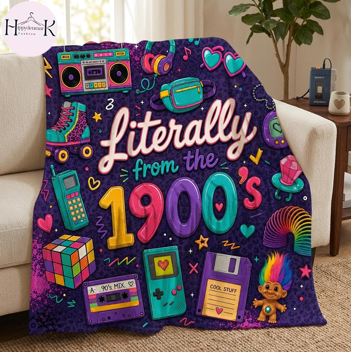 Literally From The 1900's Blanket, Funny 90s Nostalgia Throw Blanket, Retro Y2K Fleece Blanket, Vintage 90s Gift, Cozy Gamer Room Decor