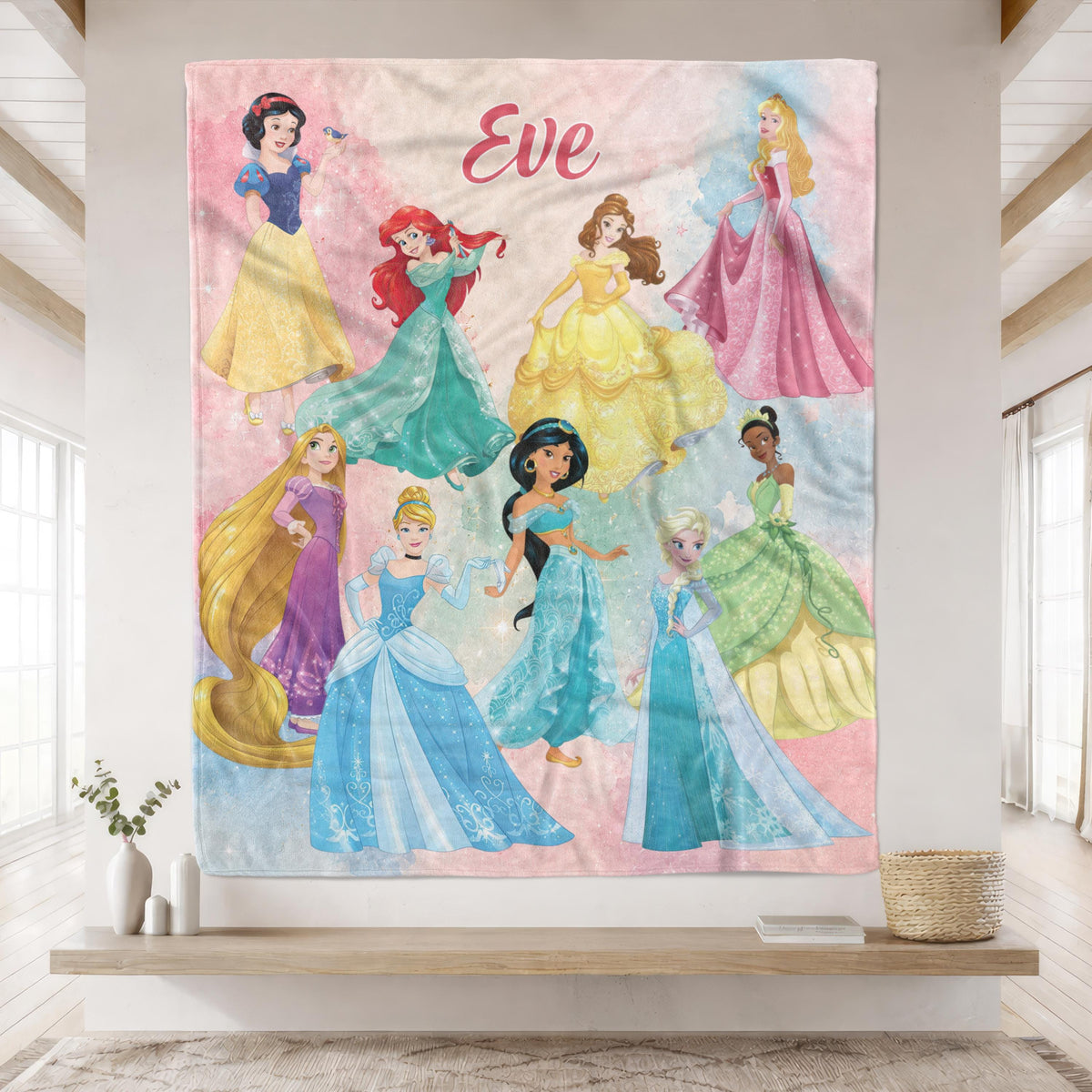 Personalized Disney Princess Blanket, Princess Girl Gift, Personalized Kid Blanket, Girly Gift Ideas
