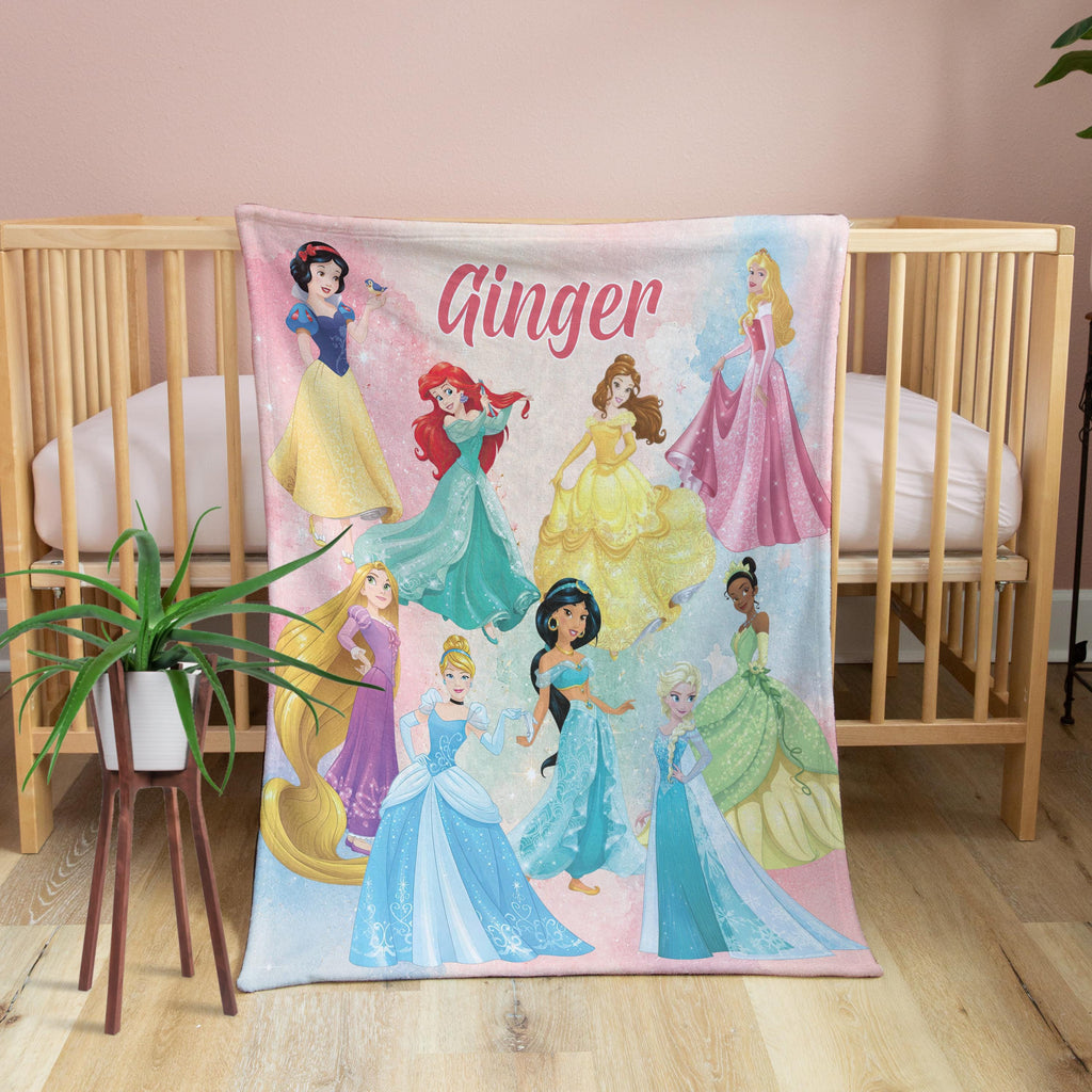 Personalized Disney Princess Blanket, Princess Girl Gift, Personalized Kid Blanket, Girly Gift Ideas