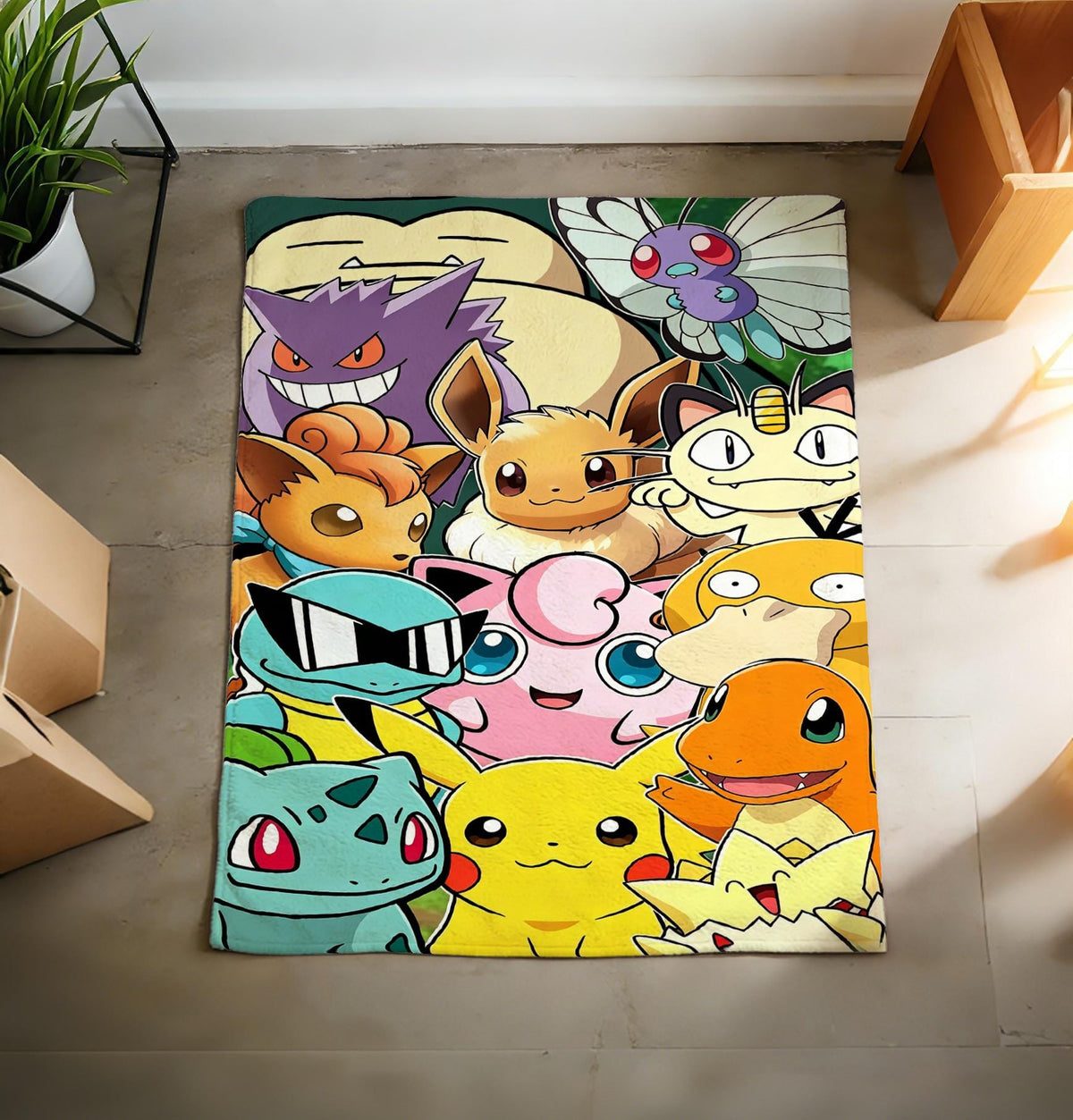 Classic Pikachu Flannel Throw Blanket, Retro Gaming Anime Decor, Cozy Soft Warm