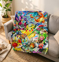 Pikachu Flannel Throw Blanket, Retro Gaming Anime Decor, Soft Warm Bedding