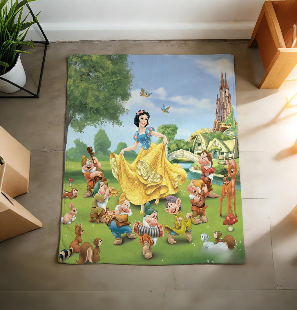 Snow White Flannel Throw Blanket, Fairy Tale Animation Decor, Girls Gift