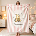 Pink Pooh Bear Blanket, Disney Blanket, Custom Name Blanket, Cute Winnie The Pooh, Hunny Pot, Personalized Baby Girl Gift