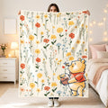 Floral Pooh Bear Blanket, Disney Blanket, Custom Name Blanket, Wildflower Nursery, Winnie The Pooh Hunny Pot, Baby Shower Gift