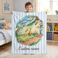 Blue Pooh Bear Blanket, Disney Blanket, Custom Name Blanket, Vintage Winnie The Pooh, Sanders House, Personalized Baby Boy Gift