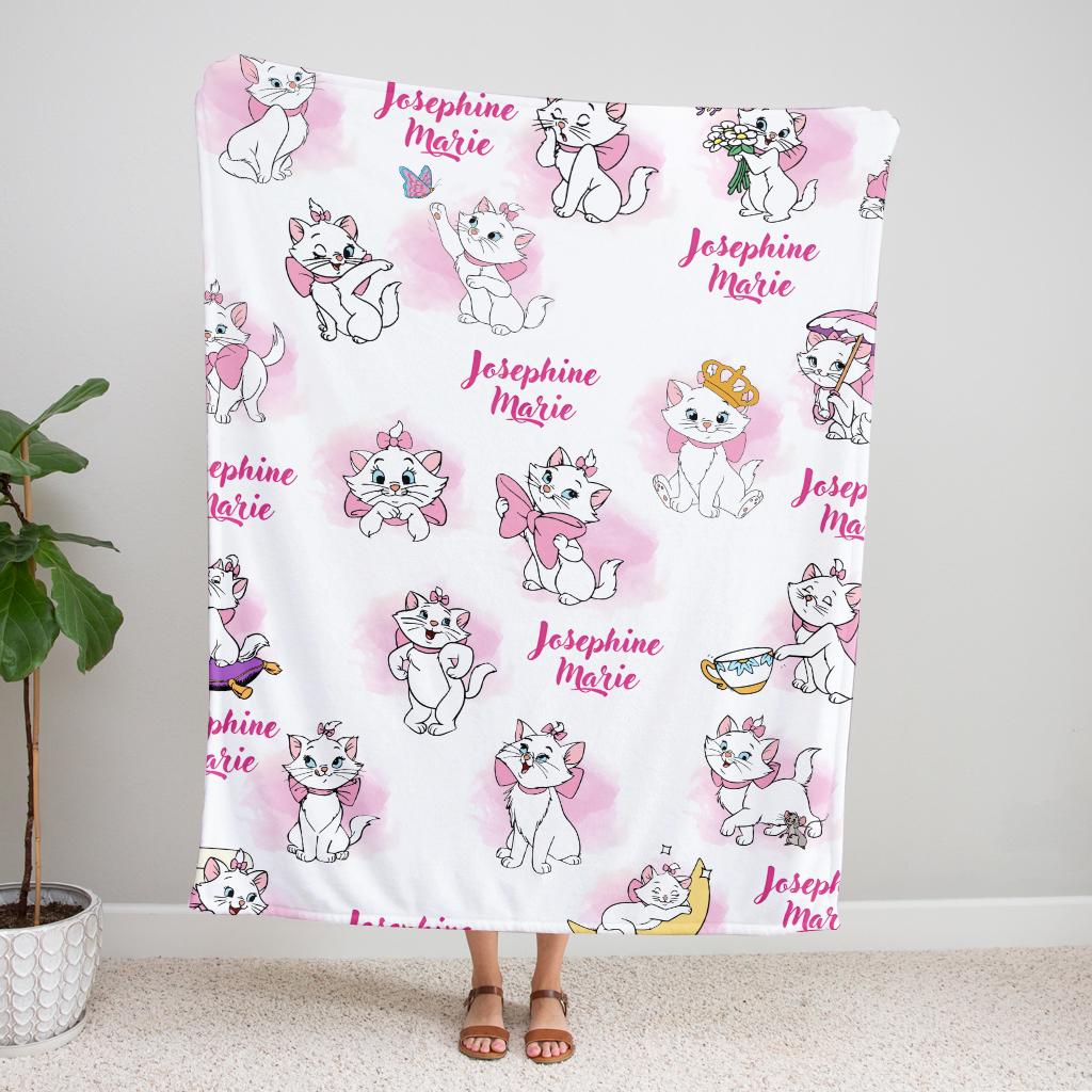Custom Name Disney The Aristocats Blanket, Personalized Marie Cat The Aristocats Blanket, Disney Cats Blanket, Baby Shower Gift Disney Decor