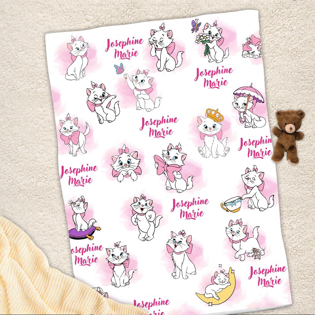 Custom Name Disney The Aristocats Blanket, Personalized Marie Cat The Aristocats Blanket, Disney Cats Blanket, Baby Shower Gift Disney Decor