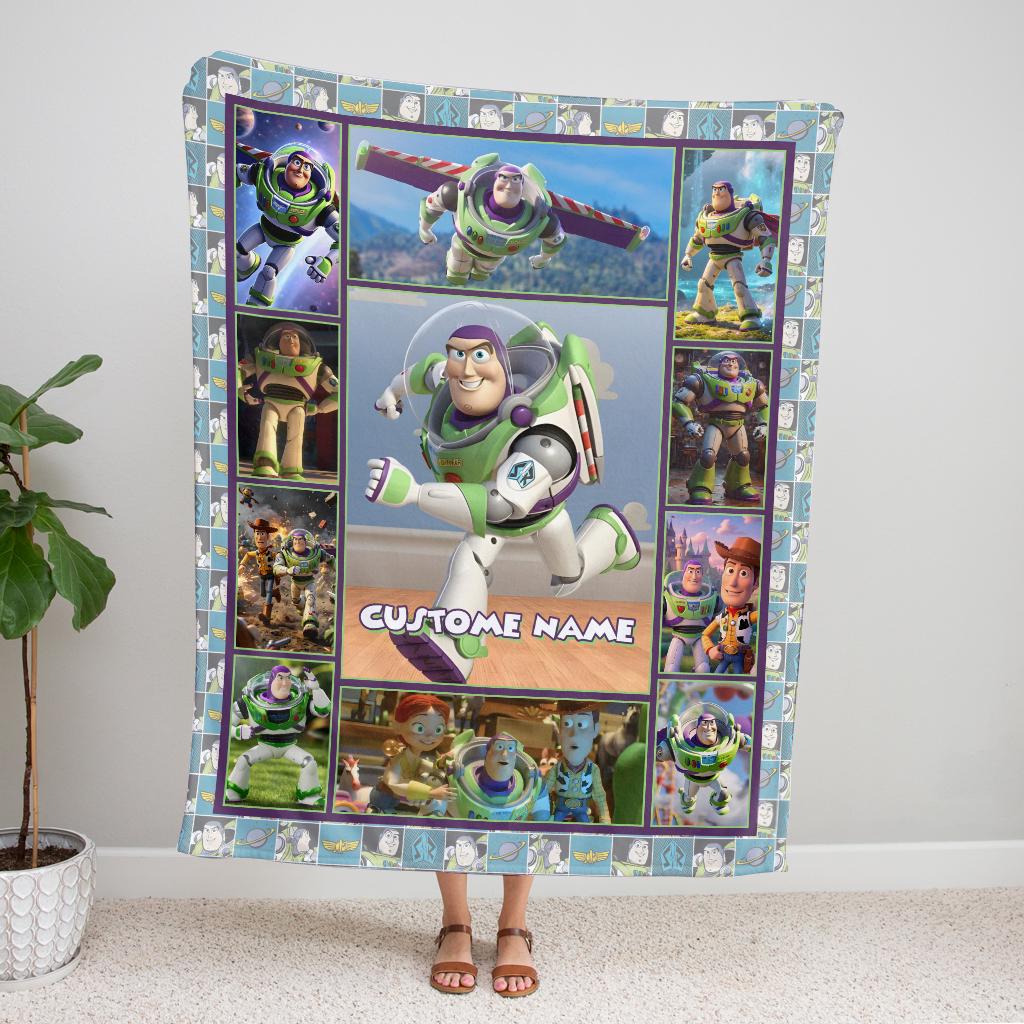 Personalized Buzz Lightyear Toy Story Blanket, Toy Story Custom name Disney blanket, Woody Jessie Toy Story Blanket, Gift Christmas for kid