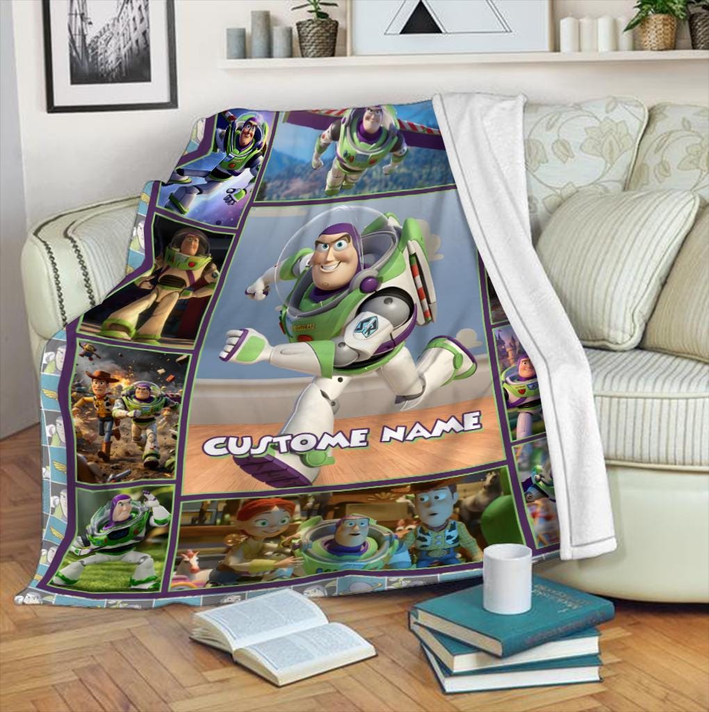 Personalized Buzz Lightyear Toy Story Blanket, Toy Story Custom name Disney blanket, Woody Jessie Toy Story Blanket, Gift Christmas for kid