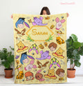 Custom Name Winnie The Pooh Blanket, Personalized Pooh And Friends Blanket, Pooh Face Blanket, Disney Blanket for Kids, Baby Shower Gift