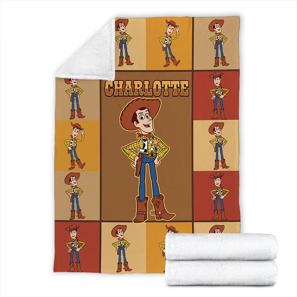 Personalized Woody Toy Story Blanket, Toy Story Custom name Disney blanket, Buzz Lightyear, Jessie Toy Story Blanket, Gift Christmas for kid