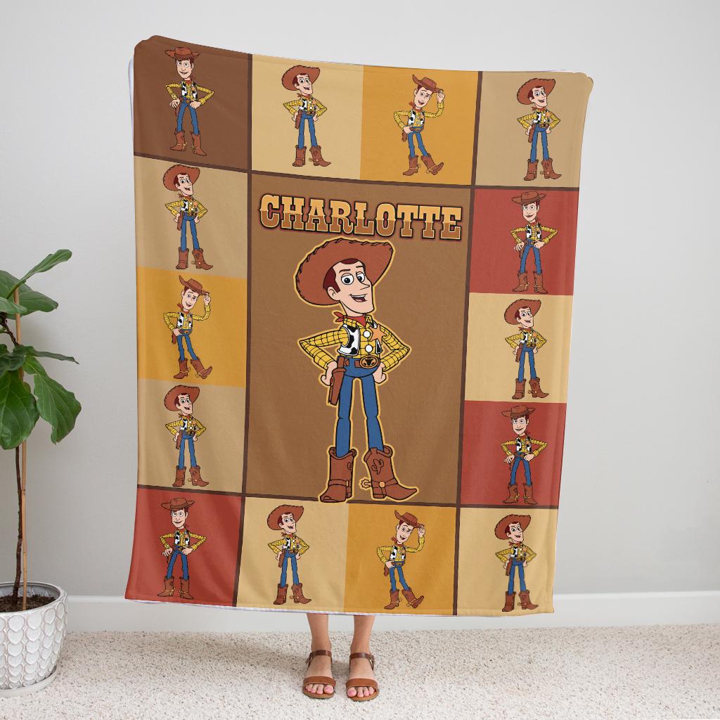 Personalized Woody Toy Story Blanket, Toy Story Custom name Disney blanket, Buzz Lightyear, Jessie Toy Story Blanket, Gift Christmas for kid