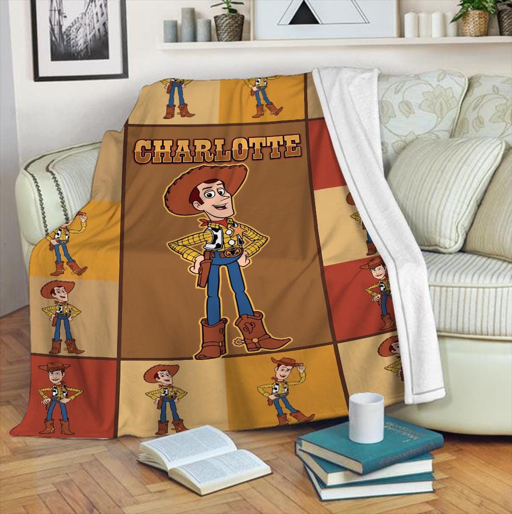 Personalized Woody Toy Story Blanket, Toy Story Custom name Disney blanket, Buzz Lightyear, Jessie Toy Story Blanket, Gift Christmas for kid