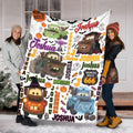 Personalized Halloween Truck Blanket, Custom Name Spooky Mater Blanket, Cute Halloween Gift for Kids Toddler, Custom Tow Truck Fleece Throws