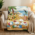 Classic Donald Duck Beach Flannel Throw Blanket, Vintage Cartoon Soft Bedding