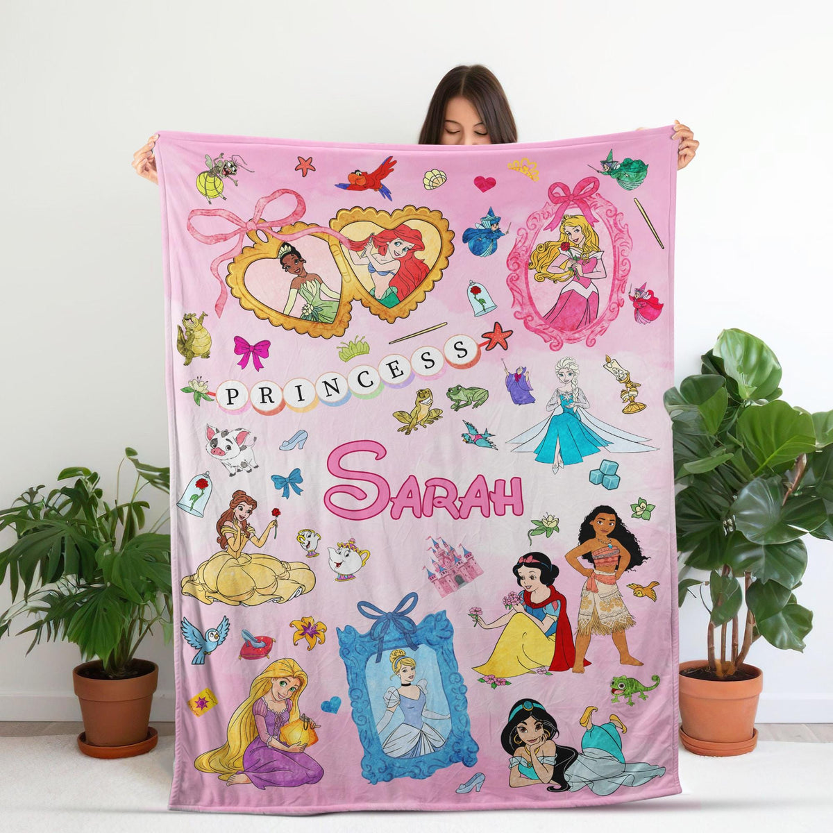 Personalized Disney Princess Blanket, Custom Baby Blanket, Princess Nursery Decor Soft Fleece Blanket New Baby Gift Girl Boy, Birthday Girl