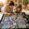Color Your Own Blanket, DIY Coloring Soft Fleece Throw, Kids Craft Activity Blanket, Black White Line Art Throw, Cozy Birthday Gift For Kids