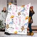Personalized Winnie the Pooh Baby Blanket, Custom Name Eeyore Tigger Fleece Blanket, Cute Kids Nursery Decor, Newborn Baby Shower Gift