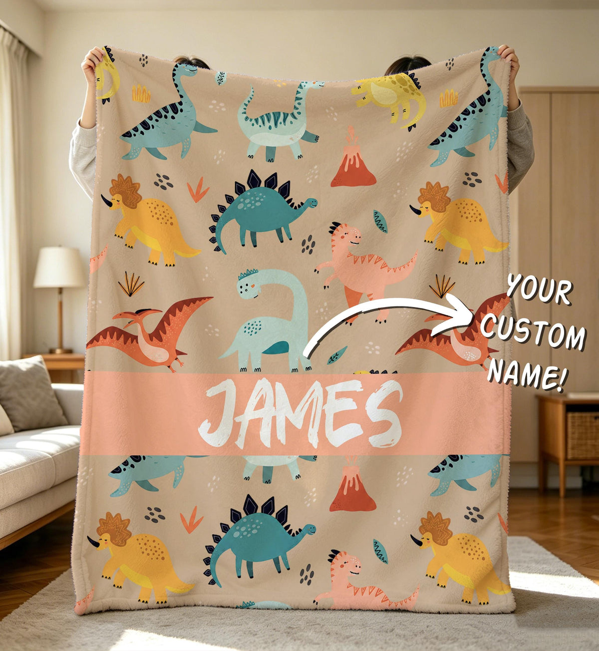 Personalized Blanket with Dinosaur,Boy Blanket Gift,Cozy Flannel Throw,Kid Blanket,Educational Blanket,Dinosaur Nursery Boy,Toddler Boy Gift