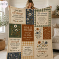 Christian Scripture Blanket, Floral Bible Verse Throw, Faith Fleece Blanket, Inspirational Religious Gift, Cozy Farmhouse Decor