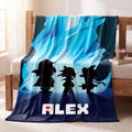 Personalized Custom Name Blanket Flannel Throw Retro Pixel Art RPG Adventure Gamer Gift for Boys Kids Bedroom Decor Fan Birthday Present