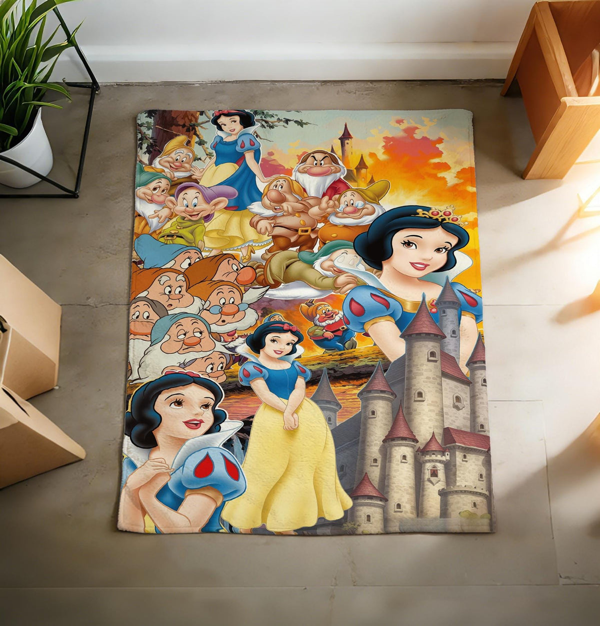 Snow White Flannel Blanket, Classic Fairy Tale Animation Decor, Cozy Throw