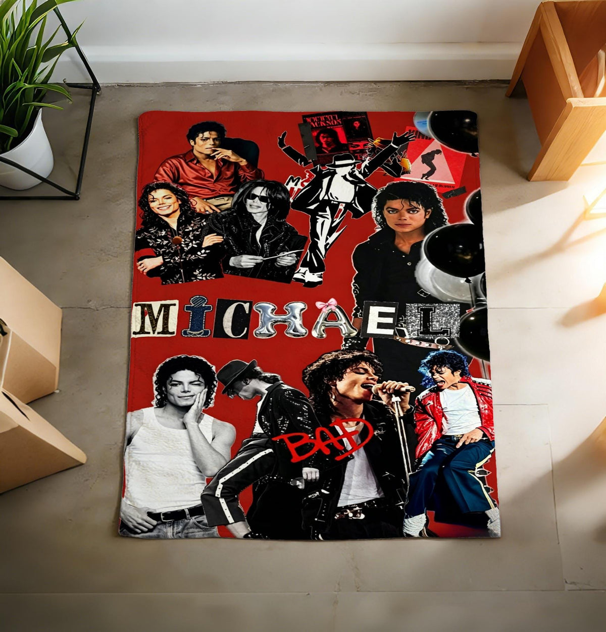 Michael Jackson Collage Flannel Throw Blanket, Classic Pop Music Fan Decor