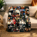 Michael Jackson Collage Throw Blanket, Flannel Soft Cozy Home Decor, Pop Music Fan Gift