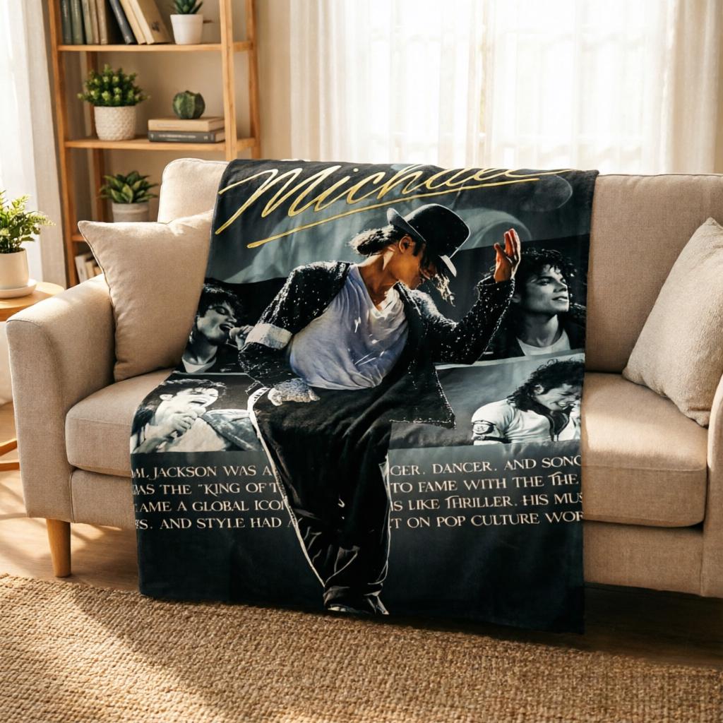 Michael Jackson Flannel Throw Blanket, Classic Pop Music Fan Decor