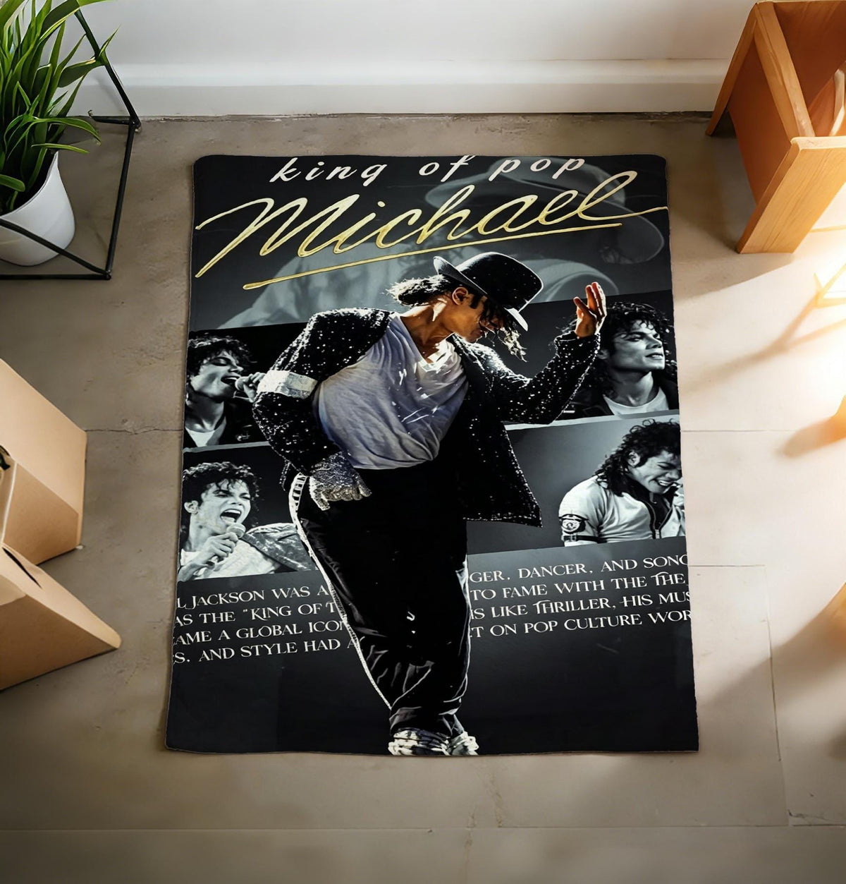 Michael Jackson Flannel Throw Blanket, Classic Pop Music Fan Decor