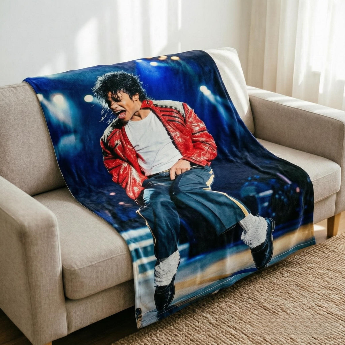 Michael Jackson Flannel Throw Blanket, Classic Pop Music Fan Decor