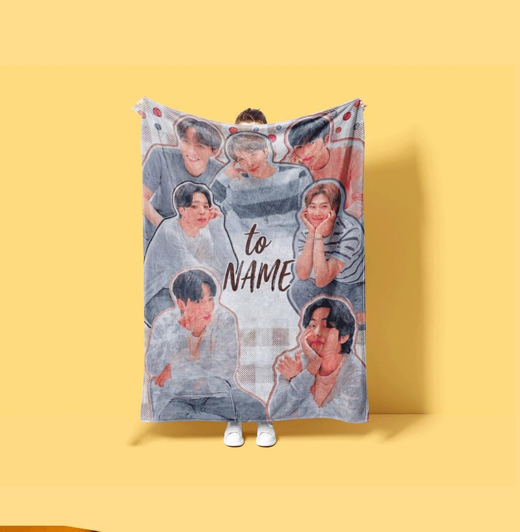 Healing Life Goes On BTS Custom Blanket Starry Night Campfire Throw Cozy Kpop Idol Bedding Inspiring Army Fan Gift Home Decor