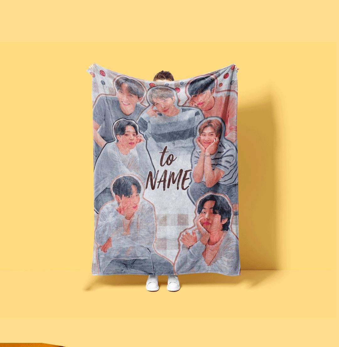 Healing Life Goes On BTS Custom Blanket Starry Night Campfire Throw Cozy Kpop Idol Bedding Inspiring Army Fan Gift Home Decor