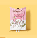 Customized My Melody Fleece Throw Personalized Name Blanket Kawaii Anime Bedding Cute Room Decor Birthday Gift for Little Girls