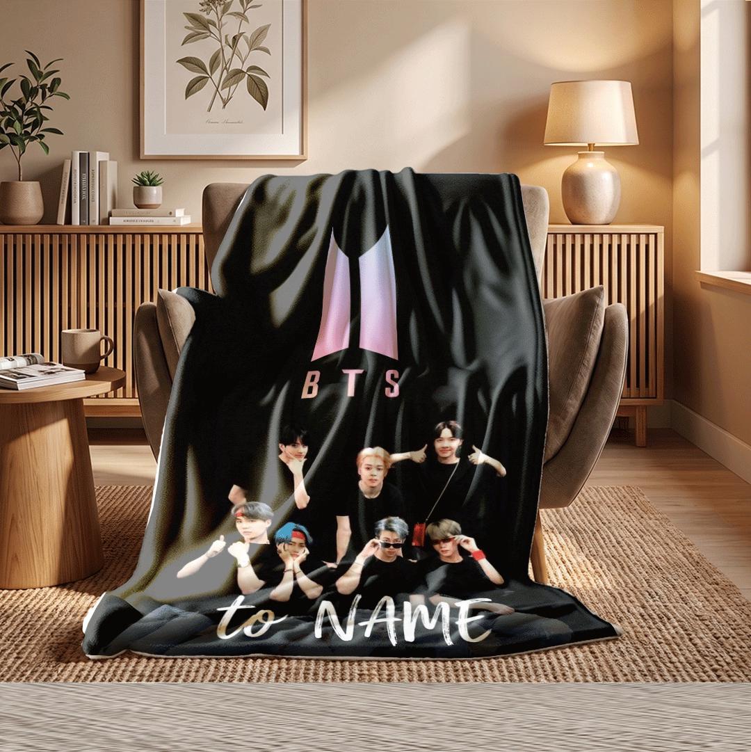Dreamy Pastel Clouds BTS Personalized Blanket Soft Aesthetic Sky Throw Korean Boy Band Bedding Elegant Army Fan Poster Gift
