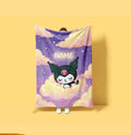 Dreamy Kuromi Fleece Blanket Personalized Name Throw Kawaii Anime Bedding Soft Pastel Room Decor Cute Birthday Gift for Girls