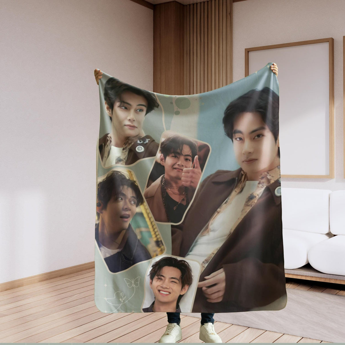 Kim Taehyung Blanket, Winter Baer gift, Taehyung gift, Army fan gift, K-pop merch Blanket, Cute Cozy K-Pop Blanket, Artistic K-Pop gift,