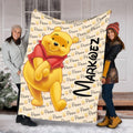 Personalized Winnie Bear Blanket Custom Name Kids Gift Cute Fleece Throw Baby Blanket Nursery Decor Cozy Cartoon Gift for Pooh Fan