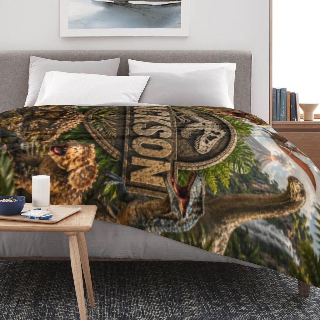 Personalized Dinosaur Flannel Blanket: Custom Jurassic Throw for Boys Room Decor