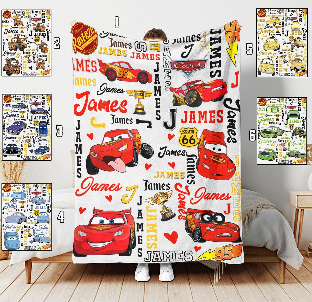 Personalized Disney Cars Blanket, Custom Name Cars Character Blanket, Lightning McQueen Baby Blanket, Pixar Cars Blanket, Disney Home Decor