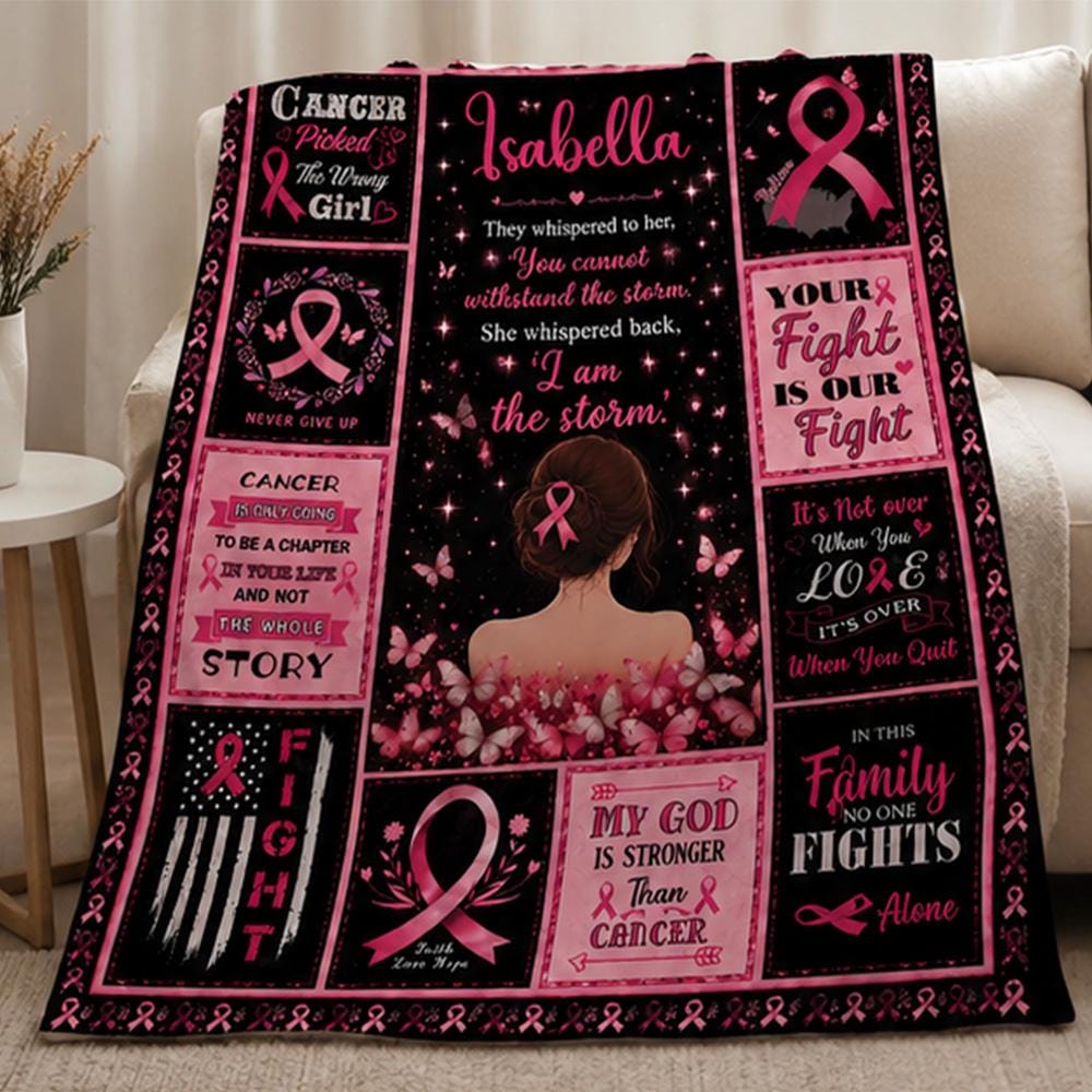 Breast Cancer Awareness Blanket Survivor Support Gift for Women