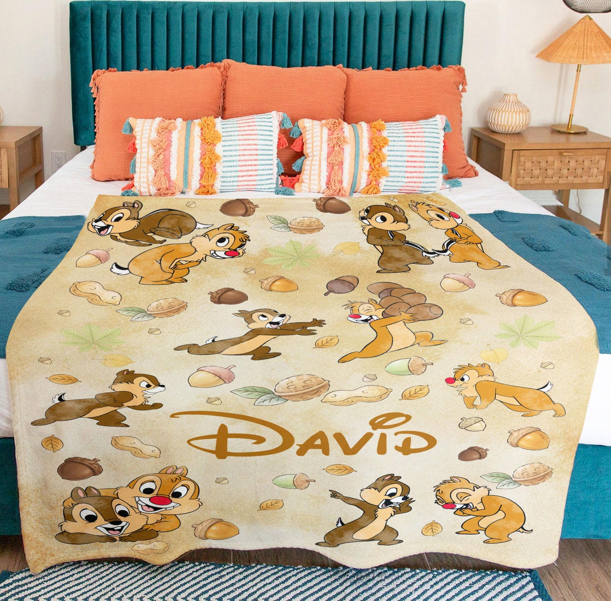 Personalized Chip And Dale Blanket, Custom Name Double Trouble Blanket Throw, Disney Couple Blanket, Disney Birthday Gift, Disney Home Decor