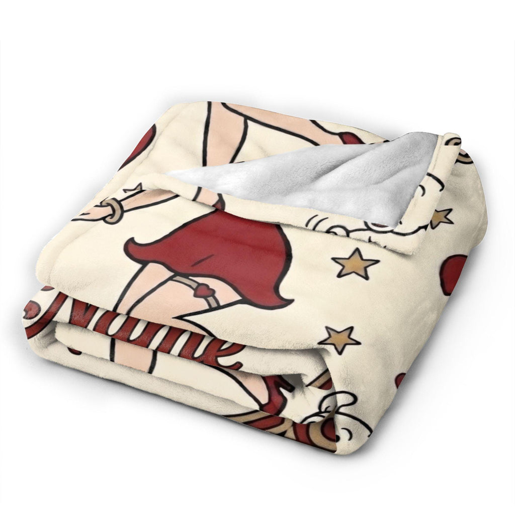 Retro Betty Boop Pudgy Dog Fleece Blanket, Custom Heart Throw, Cozy Flannel Sofa Cover