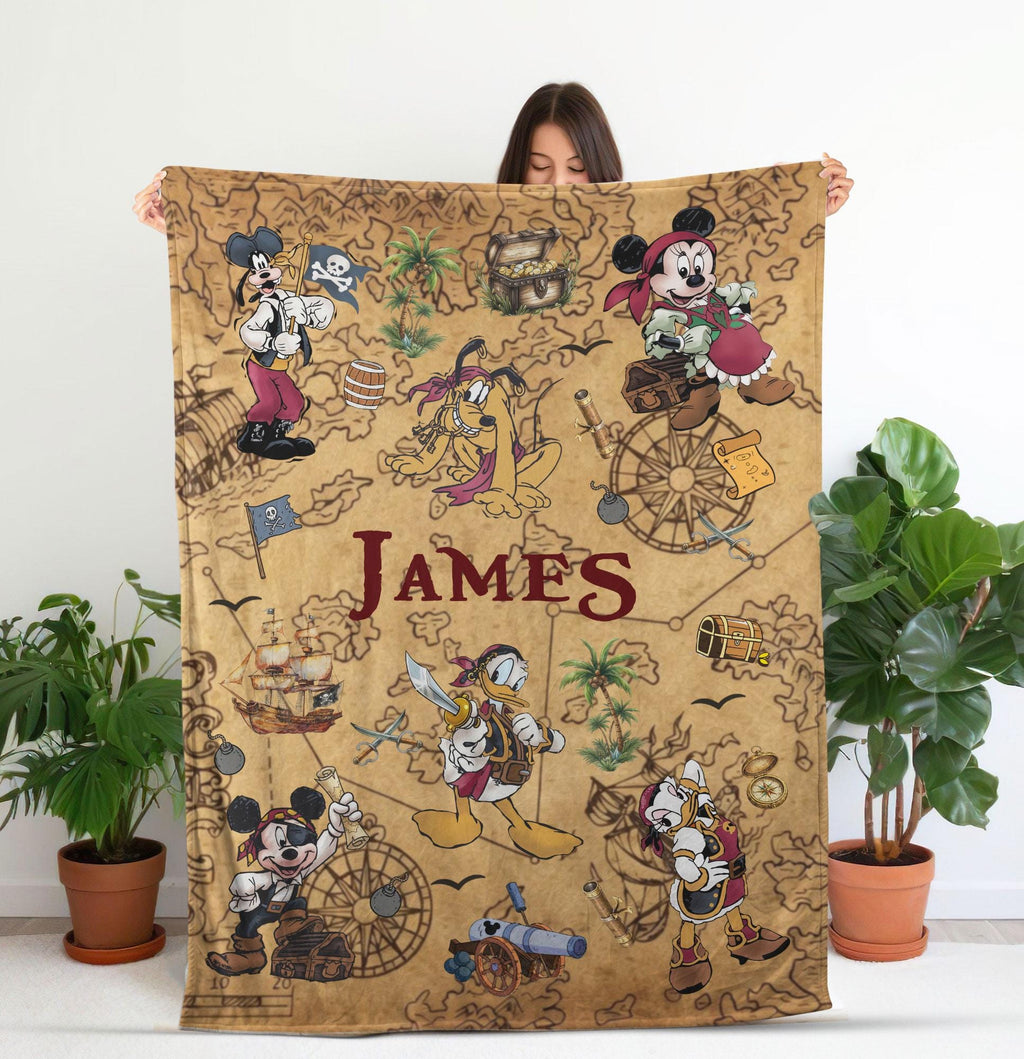 Personalized Disney Pirates of the Caribbean Blanket, Custom Mouse And Friends Cruise Blanket, Disney Nursery Decor, Family Cruise blankets