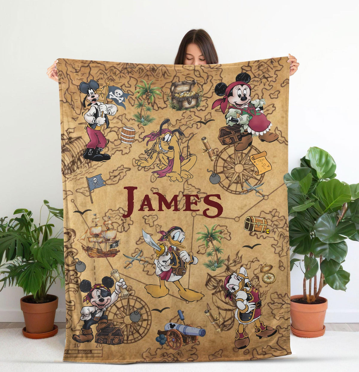 Personalized Disney Pirates of the Caribbean Blanket, Custom Mouse And Friends Cruise Blanket, Disney Nursery Decor, Family Cruise blankets