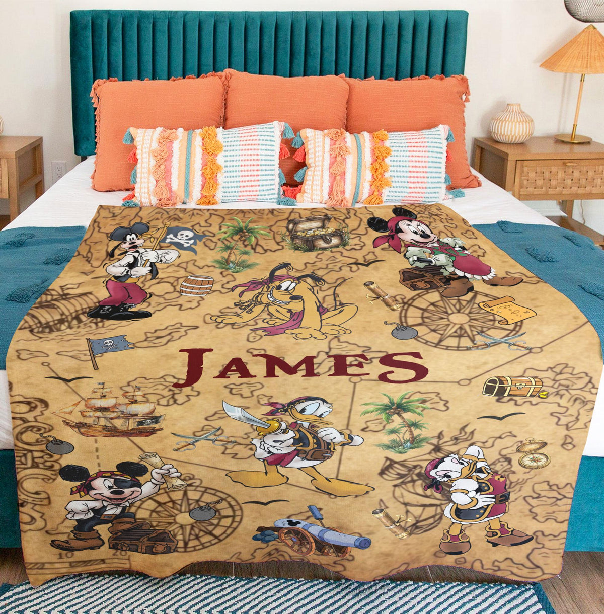 Personalized Disney Pirates of the Caribbean Blanket, Custom Mouse And Friends Cruise Blanket, Disney Nursery Decor, Family Cruise blankets